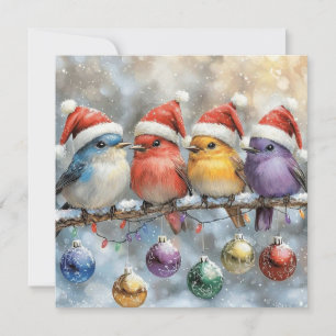 Tarjeta de felicitación de 4 pájaros