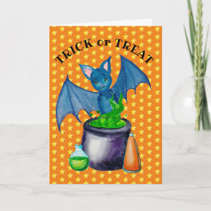 Tarjeta de felicitación de 5" x 7" de murciélago y