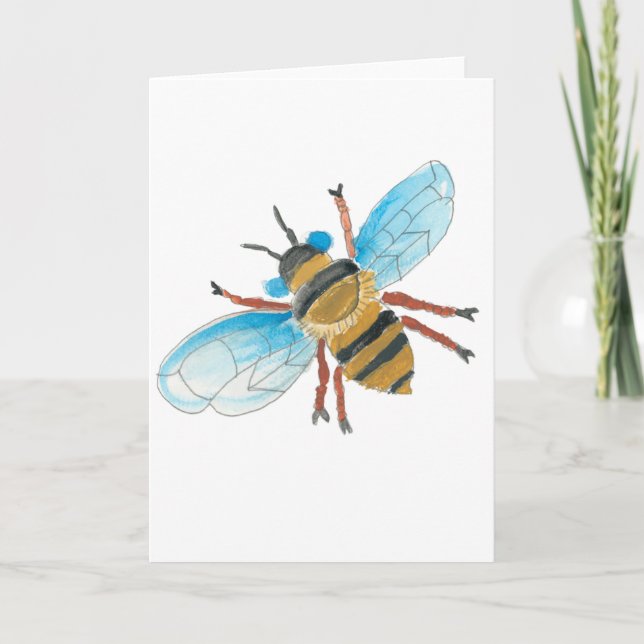 Tarjeta de felicitación de abeja acuarela (Anverso)