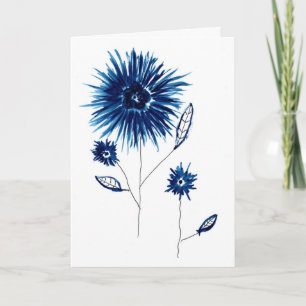Tarjeta de felicitación de aciano acuarela índigo 