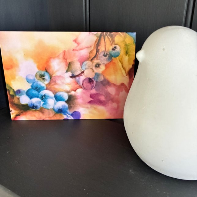 Tarjeta de Felicitación de Acuarela de Arándanos - (Watercolor blueberry greeting card with soft botanical art, elegant nature stationery gift)