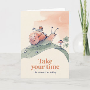 Tarjeta de felicitación de acuarela de caracol en 