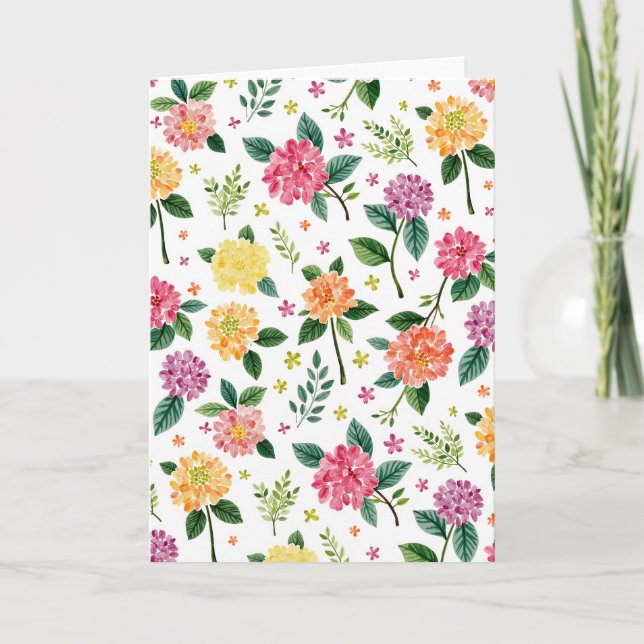 Tarjeta de felicitación de acuarela de flor de dal (Anverso)