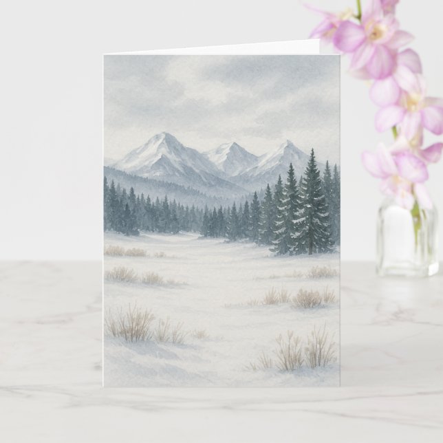 Tarjeta de felicitación de acuarela de invierno de (Orquídea)