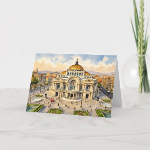 Tarjeta de felicitación de acuarela de la Ciudad d