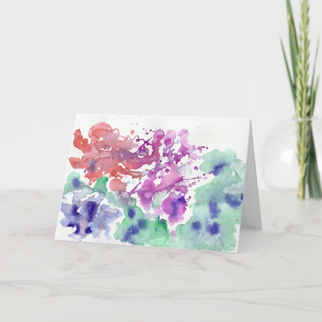 Tarjeta de felicitación de Acuarela de las flores (Anverso)