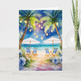 Tarjeta de felicitación de acuarela de playa de ve