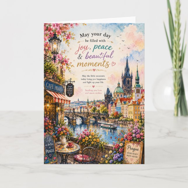 Tarjeta de felicitación de acuarela de Praga (Anverso)