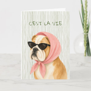 Tarjeta de felicitación de acuarela Diva Bulldog