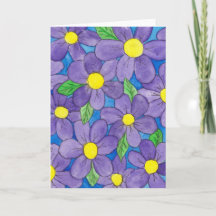 Tarjeta de felicitación de acuarela floral morada