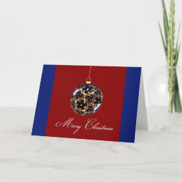 Tarjeta de felicitación de adorno de Navidad rojo/