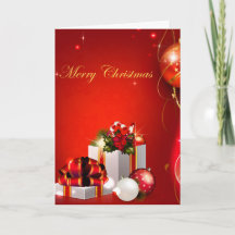 Tarjeta de felicitación de adornos y regalos navid