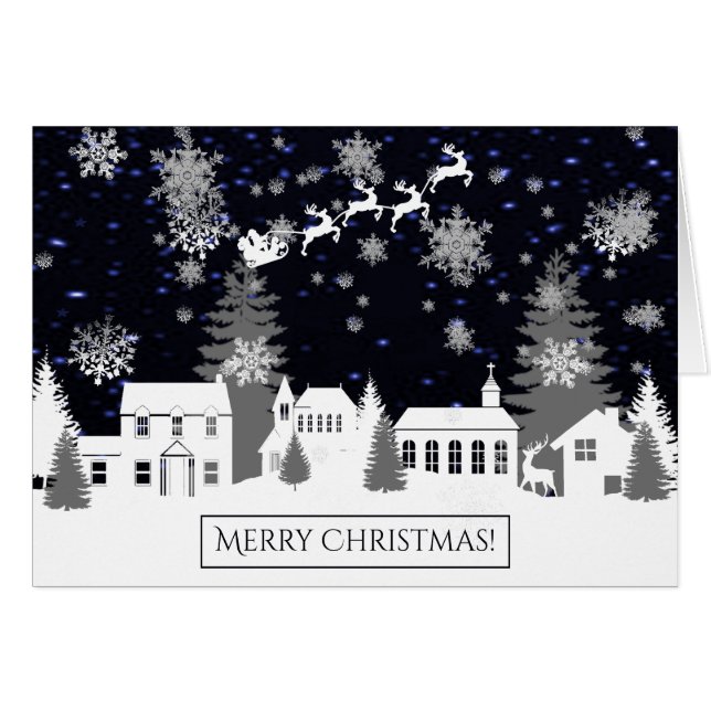 Tarjeta de felicitación de aldea para navidades (Anverso (Horizontal))