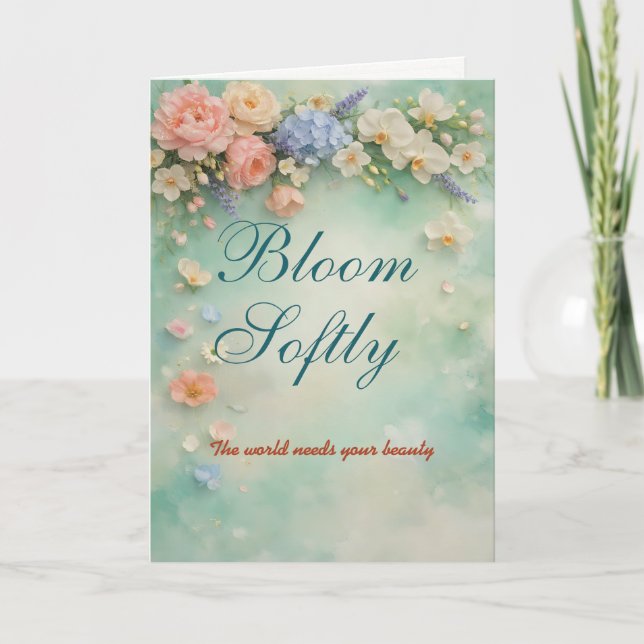 Tarjeta de felicitación de aliento floral Bloom So (Anverso)