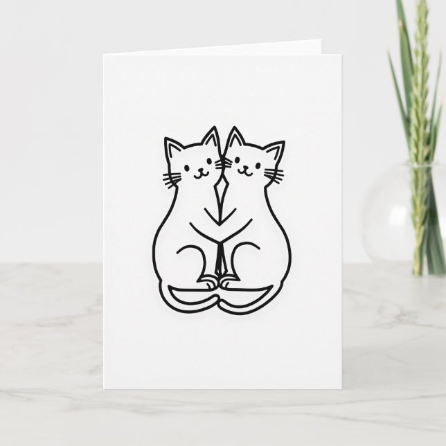 Tarjeta de Felicitación de Amor de Gatos (Anverso)