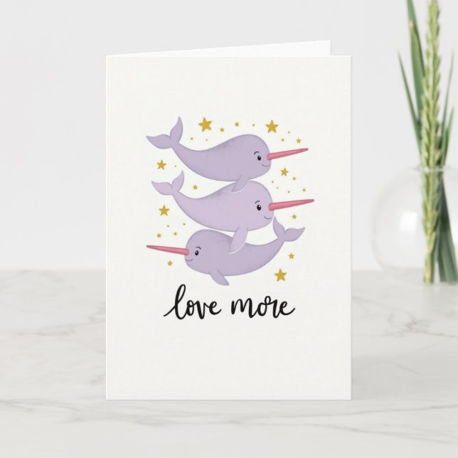 Tarjeta de felicitación de amor de narval (Anverso)