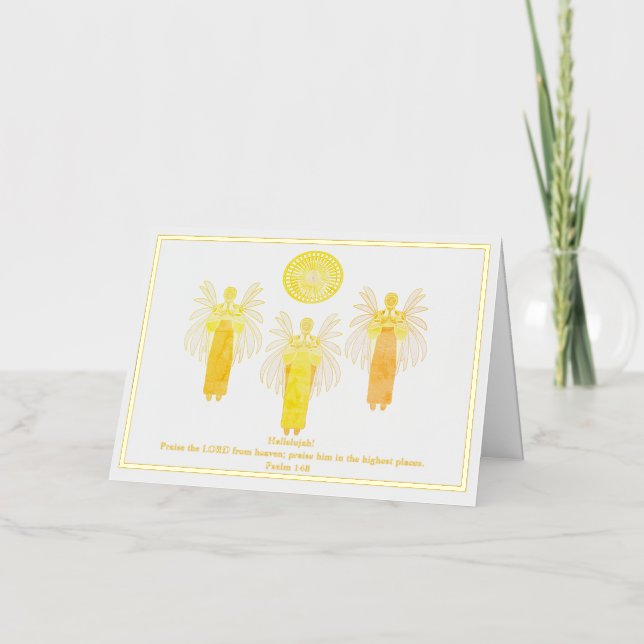 Tarjeta de felicitación de ángeles que alaban a Di (Anverso)
