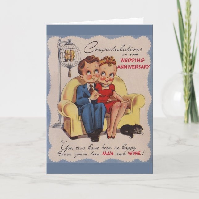 Tarjeta de Felicitación de Aniversario de Boda Vin (Anverso)