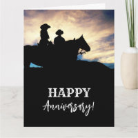 Tarjeta de felicitación de aniversario de vaqueros