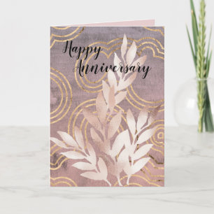 Tarjeta de felicitación de aniversario en rosa dor
