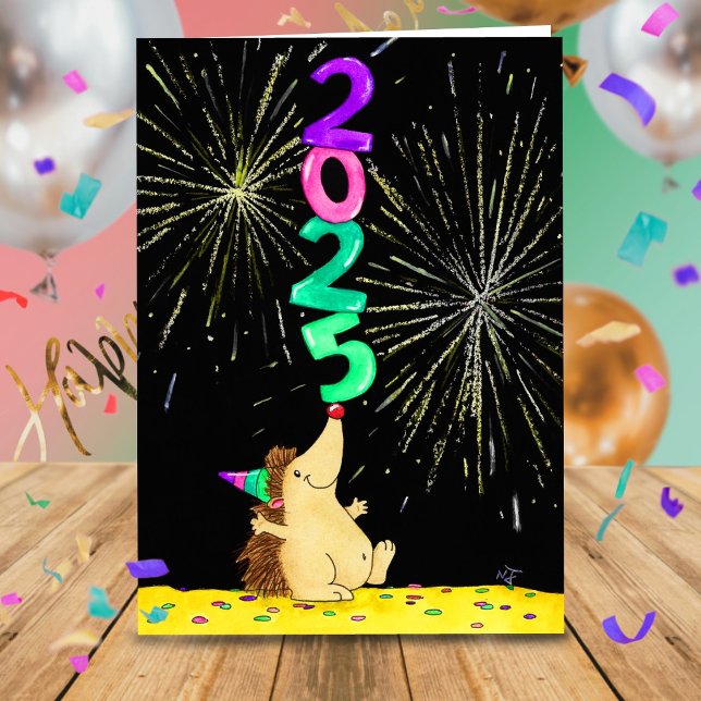 Tarjeta de felicitación de Año Nuevo 2025 en blanc (Subido por el creador)