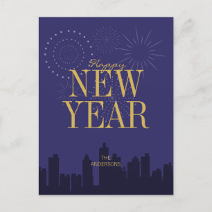 Tarjeta de felicitación de año nuevo con paisaje u