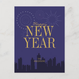 Tarjeta de felicitación de año nuevo con paisaje u