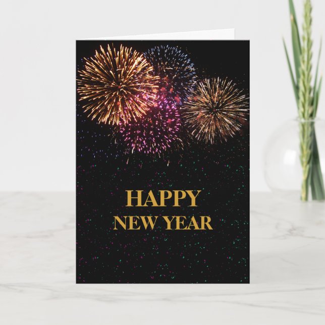 Tarjeta de felicitación de Año Nuevo de Firework (Anverso)