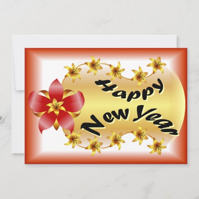 Tarjeta de felicitación de Año Nuevo Feliz (Anverso)