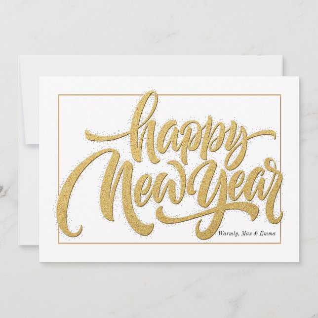 Tarjeta de felicitación de Año Nuevo Feliz (Anverso)