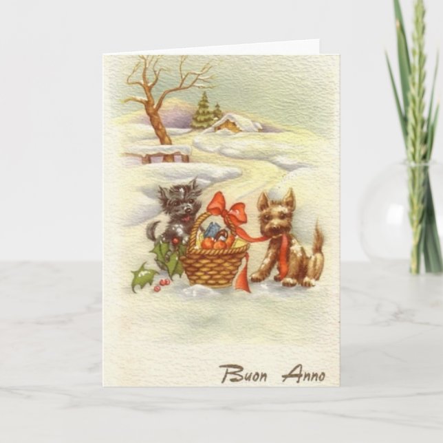 Tarjeta de felicitación de Año Nuevo Italiano Vint (Anverso)