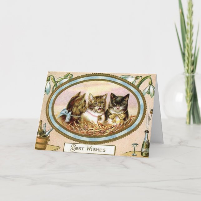 Tarjeta de felicitación de Año Nuevo para gato vin (Anverso)