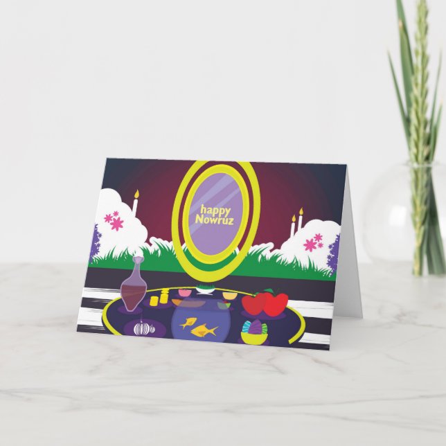 Tarjeta de felicitación de Año Nuevo persa Nowruz  (Anverso)