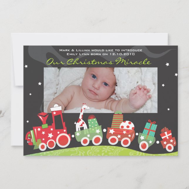 Tarjeta de felicitación de anuncio de bebé para el (Anverso)