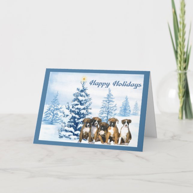 Tarjeta de felicitación de árbol azul para Navidad (Anverso)