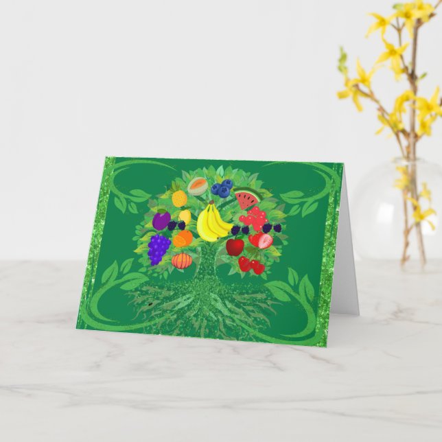 Tarjeta de felicitación de árbol de frutas de fami (flor amarilla)
