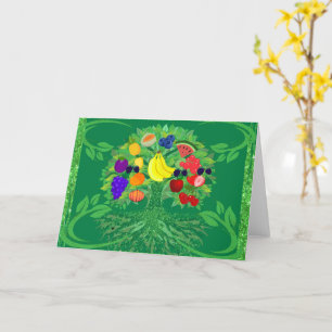 Tarjeta de felicitación de árbol de frutas de fami