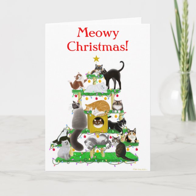 Tarjeta de felicitación de árbol de gato para navi (Anverso)