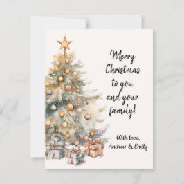Tarjeta de felicitación de árbol de navidad acuare
