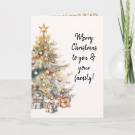 Tarjeta de felicitación de árbol de navidad acuare