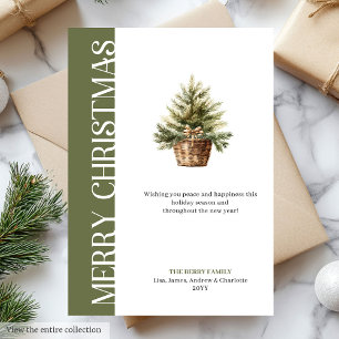 Tarjeta de felicitación de árbol de Navidad con co