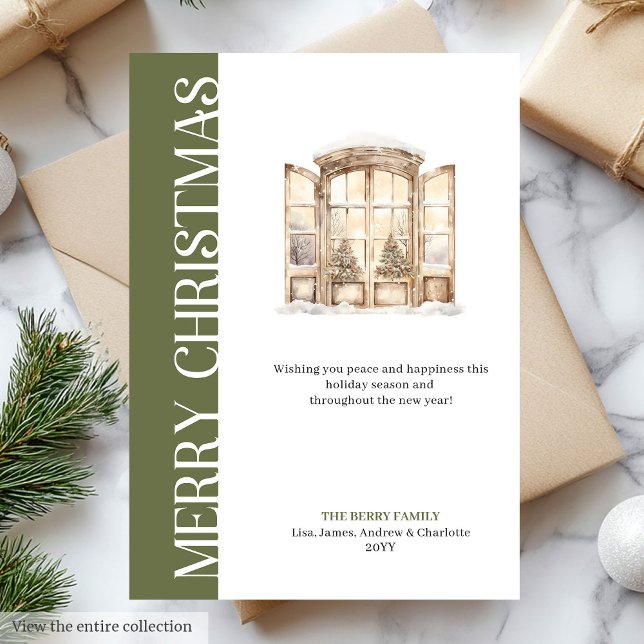 Tarjeta de felicitación de árbol de Navidad con to (Modern neutral tones Christmas tree greeting card

)