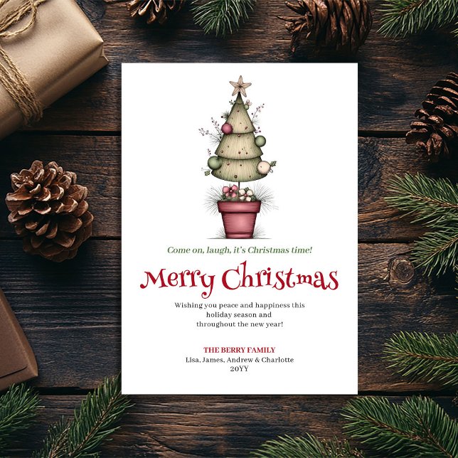 Tarjeta de felicitación de árbol de Navidad de dib (Quirky cartoon Christmas tree greeting card

)