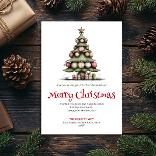 Tarjeta de felicitación de árbol de Navidad juguet