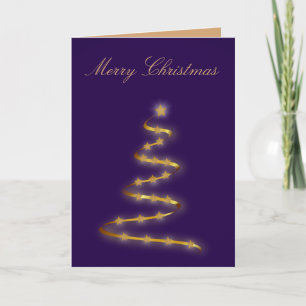 Tarjeta de felicitación de árbol de Navidad morado