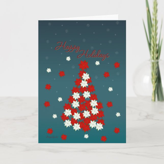 Tarjeta de felicitación de árbol de Navidad Poinse (Anverso)
