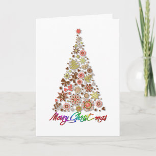 Tarjeta de felicitación de árbol de Navidad retro