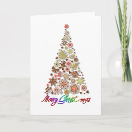 Tarjeta de felicitación de árbol de Navidad retro