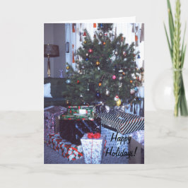 Tarjeta de felicitación de árbol de Navidad retro