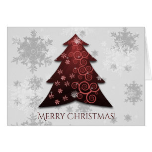 Tarjeta de felicitación de árbol de navidad rojo